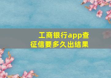 工商银行app查征信要多久出结果