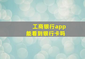 工商银行app能看到银行卡吗