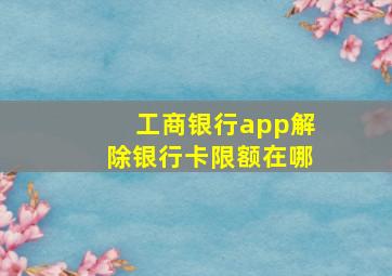 工商银行app解除银行卡限额在哪