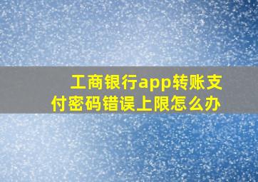 工商银行app转账支付密码错误上限怎么办