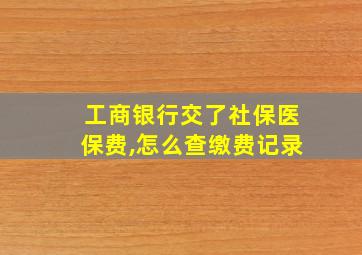 工商银行交了社保医保费,怎么查缴费记录