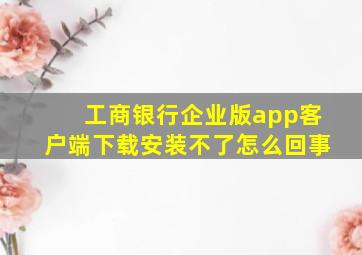 工商银行企业版app客户端下载安装不了怎么回事