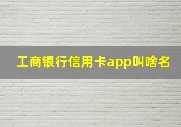 工商银行信用卡app叫啥名