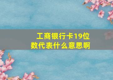 工商银行卡19位数代表什么意思啊