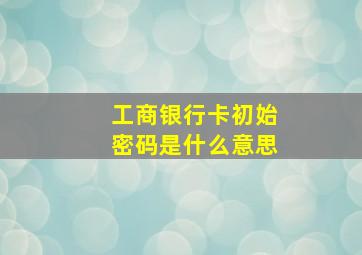 工商银行卡初始密码是什么意思