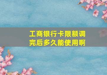 工商银行卡限额调完后多久能使用啊