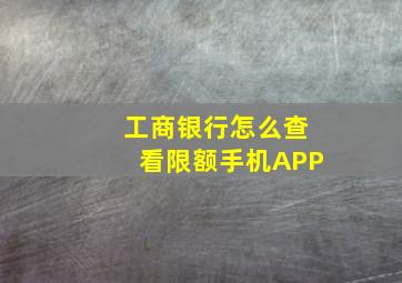 工商银行怎么查看限额手机APP