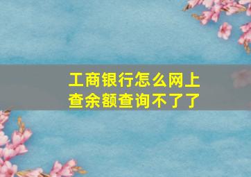 工商银行怎么网上查余额查询不了了