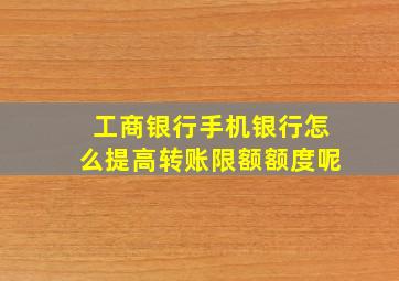 工商银行手机银行怎么提高转账限额额度呢