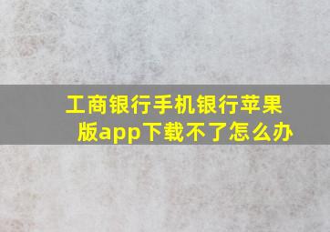 工商银行手机银行苹果版app下载不了怎么办