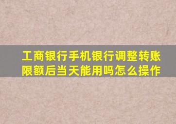 工商银行手机银行调整转账限额后当天能用吗怎么操作