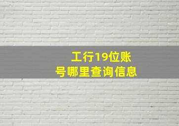 工行19位账号哪里查询信息