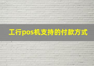 工行pos机支持的付款方式