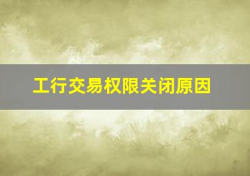 工行交易权限关闭原因