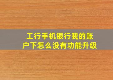 工行手机银行我的账户下怎么没有功能升级