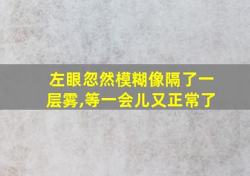 左眼忽然模糊像隔了一层雾,等一会儿又正常了