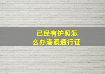 已经有护照怎么办港澳通行证