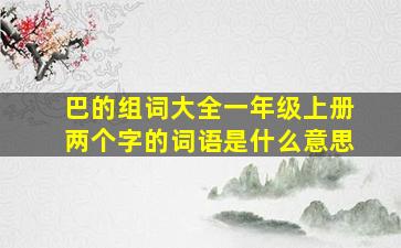 巴的组词大全一年级上册两个字的词语是什么意思