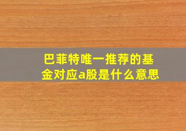 巴菲特唯一推荐的基金对应a股是什么意思