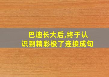 巴迪长大后,终于认识到精彩极了连接成句