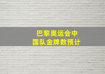 巴黎奥运会中国队金牌数预计