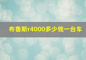 布鲁斯r4000多少钱一台车