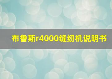 布鲁斯r4000缝纫机说明书