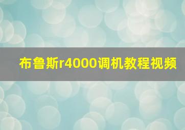 布鲁斯r4000调机教程视频