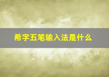 希字五笔输入法是什么