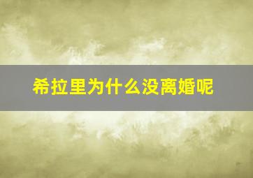 希拉里为什么没离婚呢