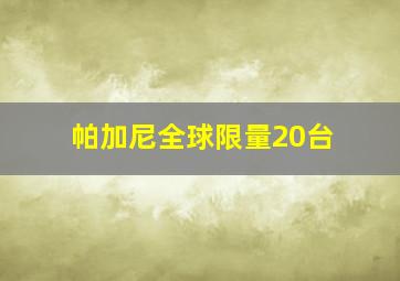 帕加尼全球限量20台