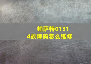 帕萨特01314故障码怎么维修