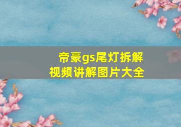 帝豪gs尾灯拆解视频讲解图片大全