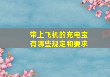 带上飞机的充电宝有哪些规定和要求