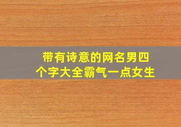 带有诗意的网名男四个字大全霸气一点女生