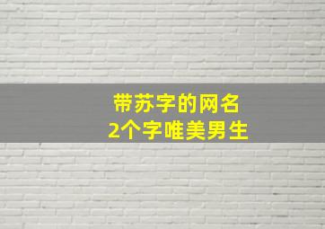 带苏字的网名2个字唯美男生