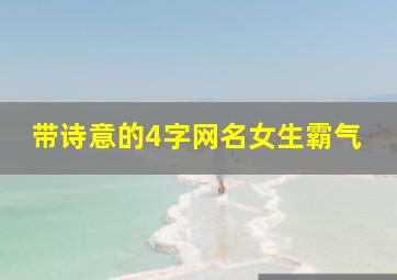 带诗意的4字网名女生霸气