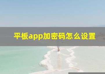 平板app加密码怎么设置