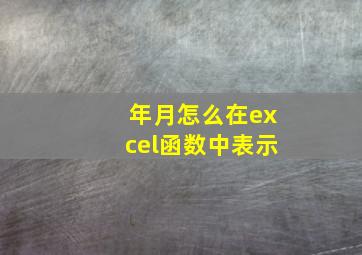 年月怎么在excel函数中表示