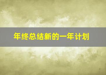 年终总结新的一年计划