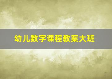 幼儿数字课程教案大班