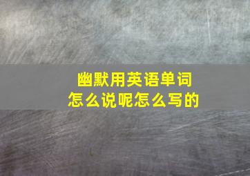 幽默用英语单词怎么说呢怎么写的