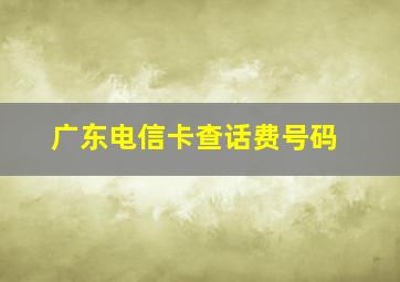 广东电信卡查话费号码