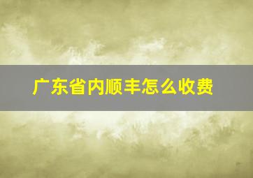 广东省内顺丰怎么收费