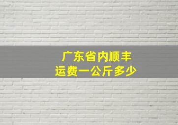 广东省内顺丰运费一公斤多少