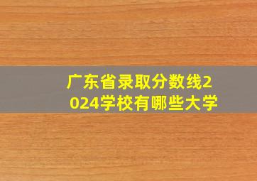 广东省录取分数线2024学校有哪些大学