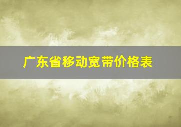 广东省移动宽带价格表