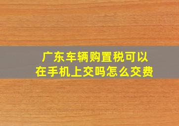 广东车辆购置税可以在手机上交吗怎么交费