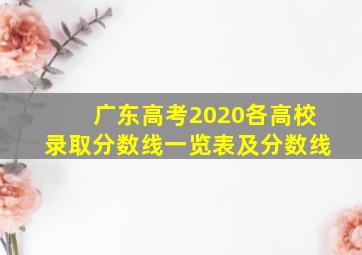 广东高考2020各高校录取分数线一览表及分数线