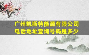 广州凯斯特能源有限公司电话地址查询号码是多少